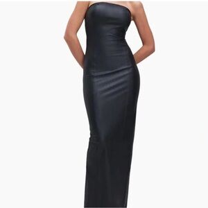 Good American Black leather Strapless Gown